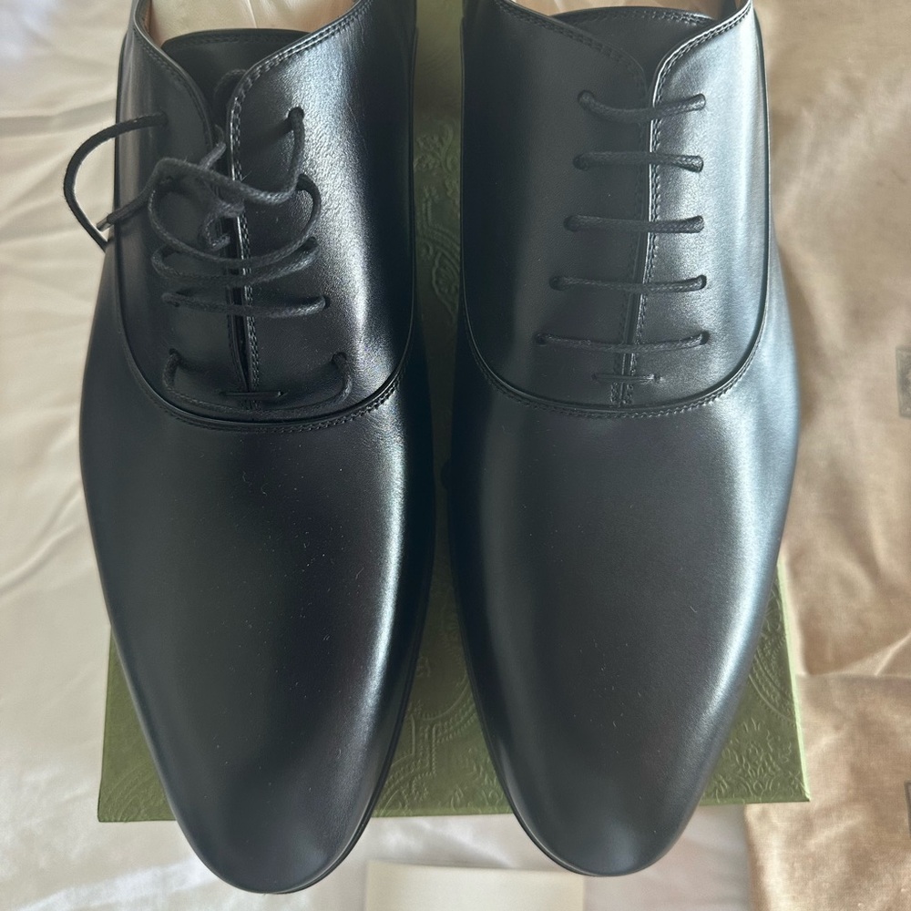 Brand New Gucci Oxford Style dress shoes black 100% Authentic Size  12eu 12.5us